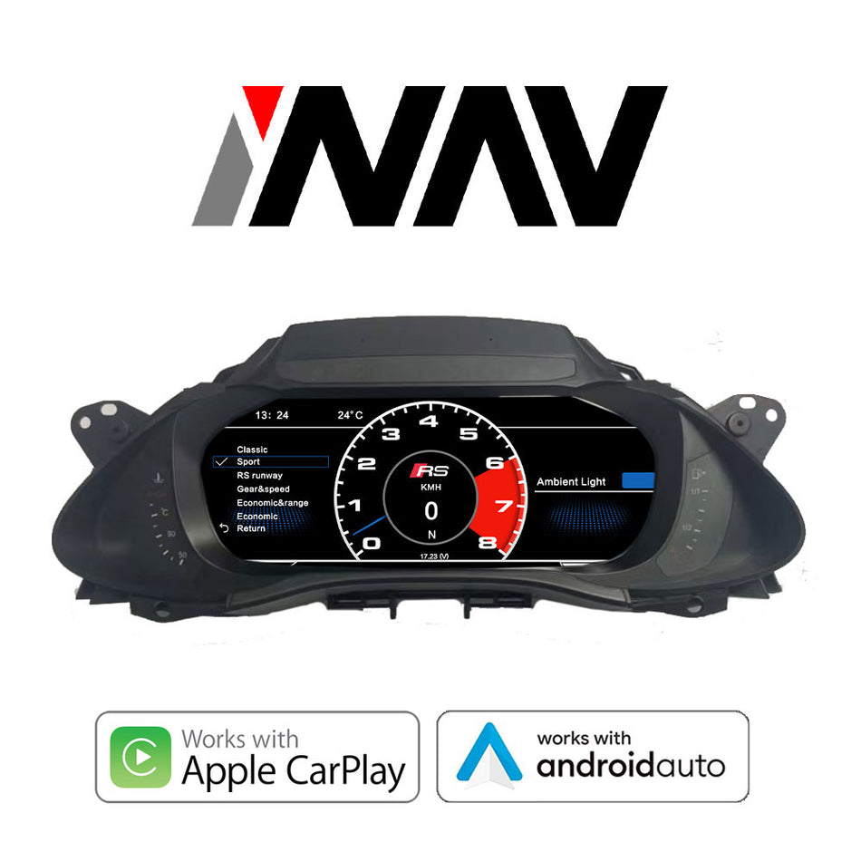 2009 - 2012 Audi A4 / S4 / RS4 OEM FIT Digital Audi Digital Cluster with Built-in Apple CarPlay / Android Auto Dashboard Gauge Cluster