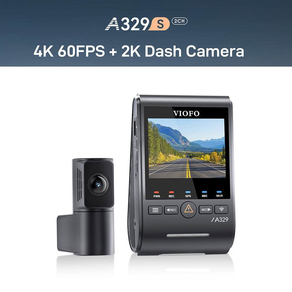 VIOFO A329S 2CH 4K 60FPS+2K HDR Dash Cam with Sony STARVIS 2 Sensor, Built-in Wi-Fi 6 and GPS, Support SSD Storage, Low Power Impact Detection, Hybrid Parking Recording